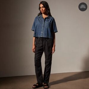 Standard James Perse Linen Soft Drape Pant in black size 1/S